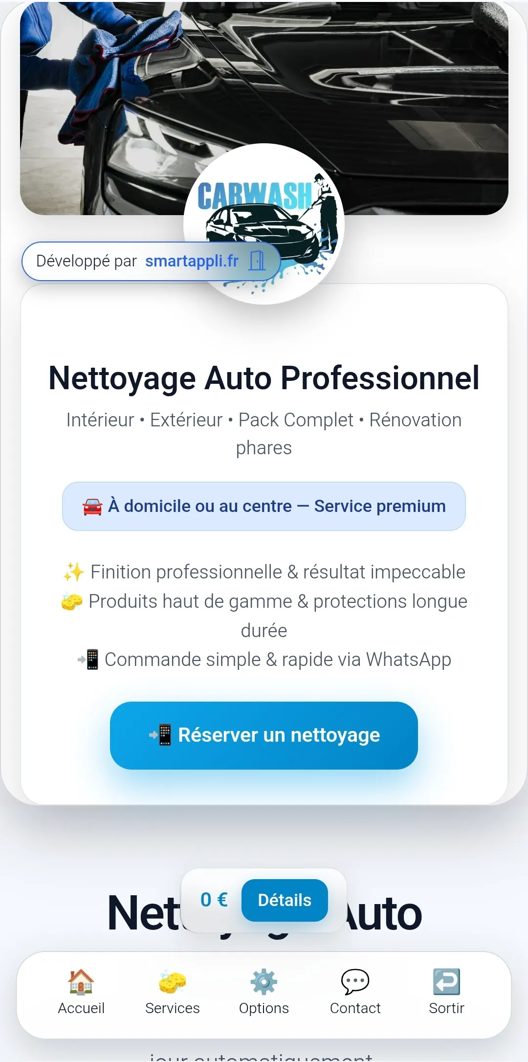 SmartApp Nettoyage Auto