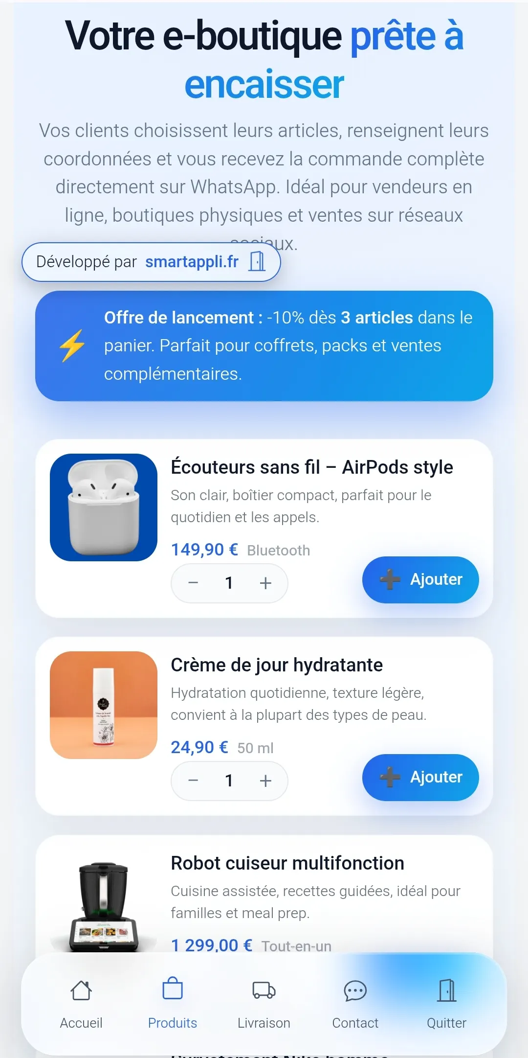 SmartApp ecommerce universel